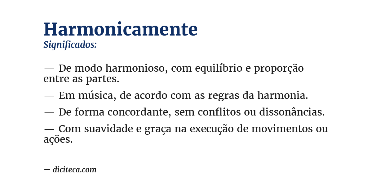 Significado de harmonicamente