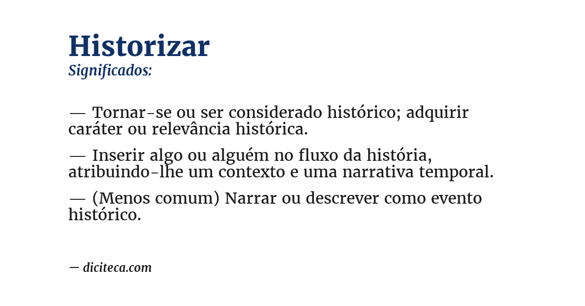 Significado de historizar