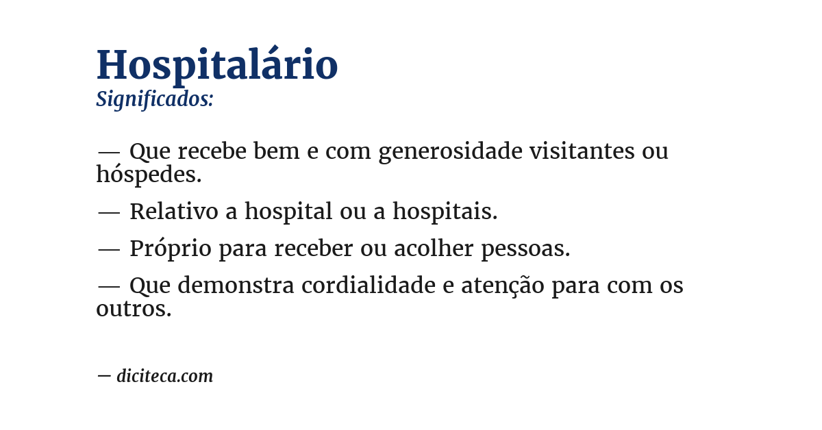 Significado de hospitalário