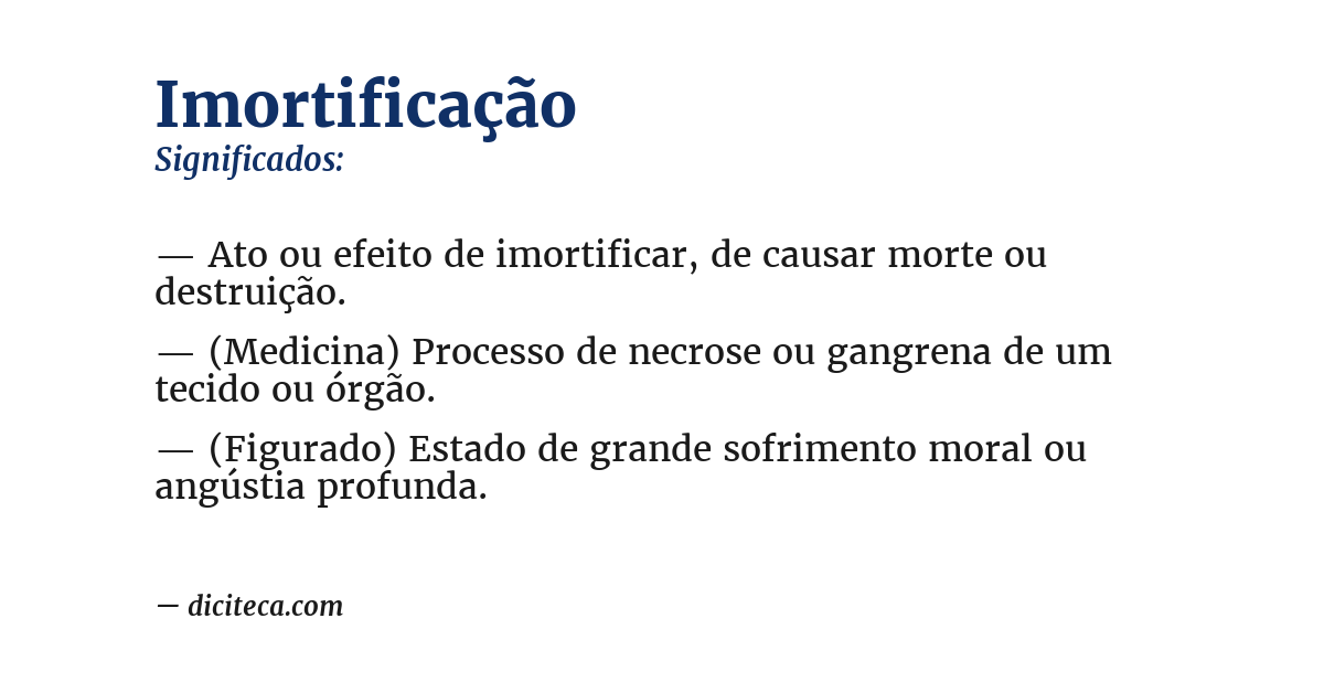Significado de imortificação
