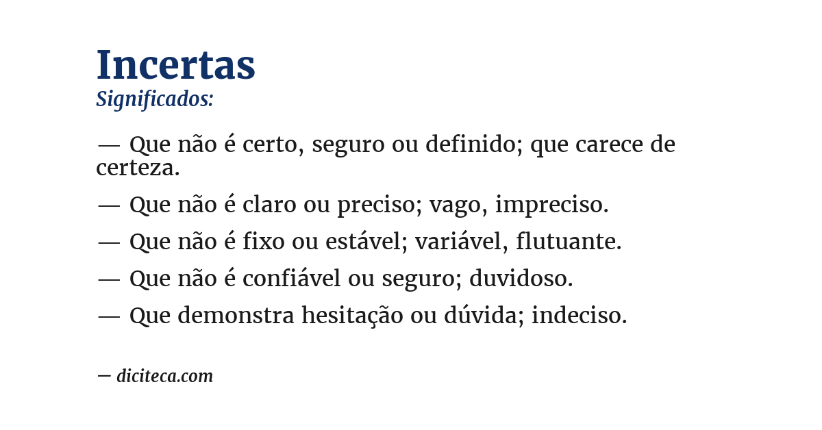 Significado de incertas