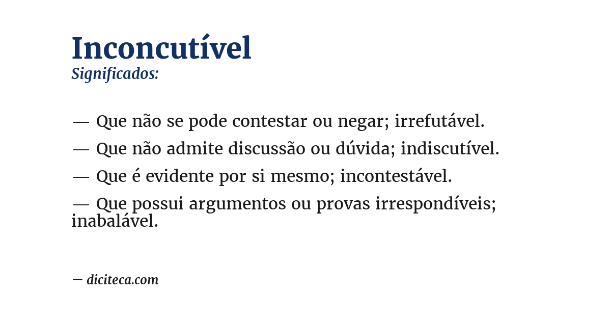 Significado de inconcutível