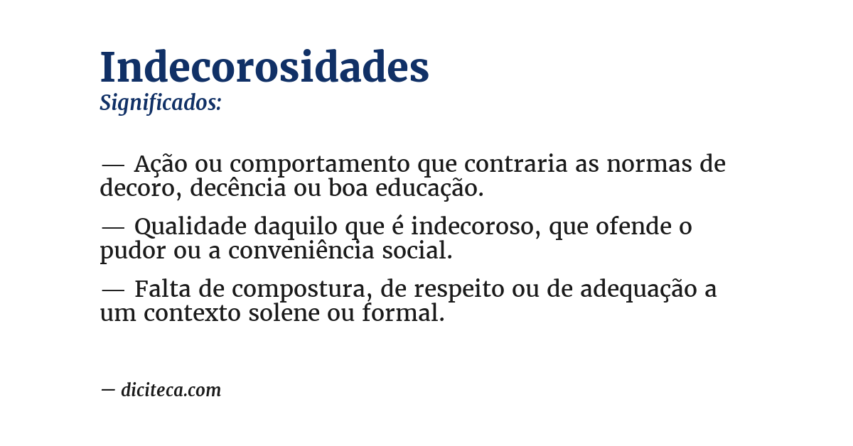 Significado de indecorosidades