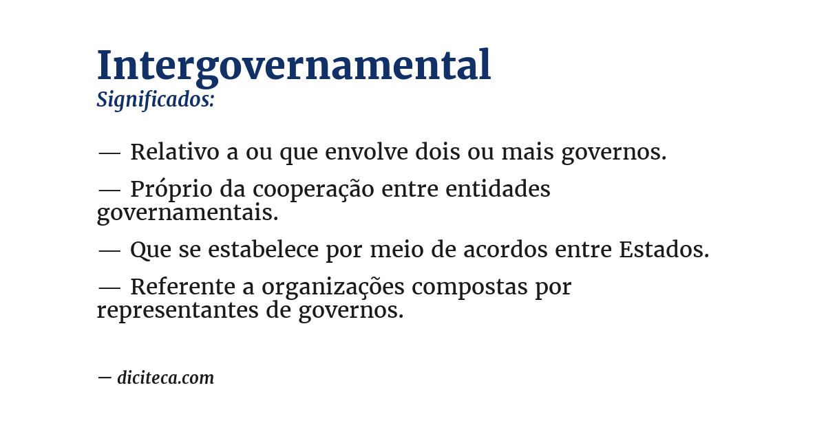 Significado de intergovernamental