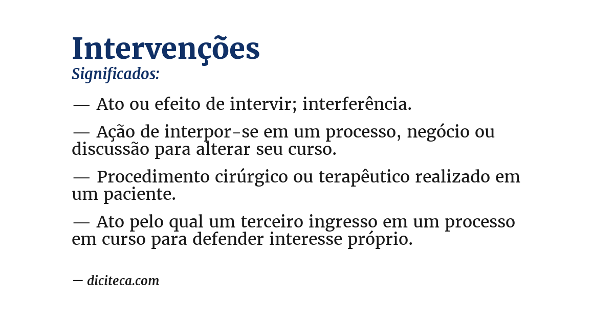 Significado de intervenções
