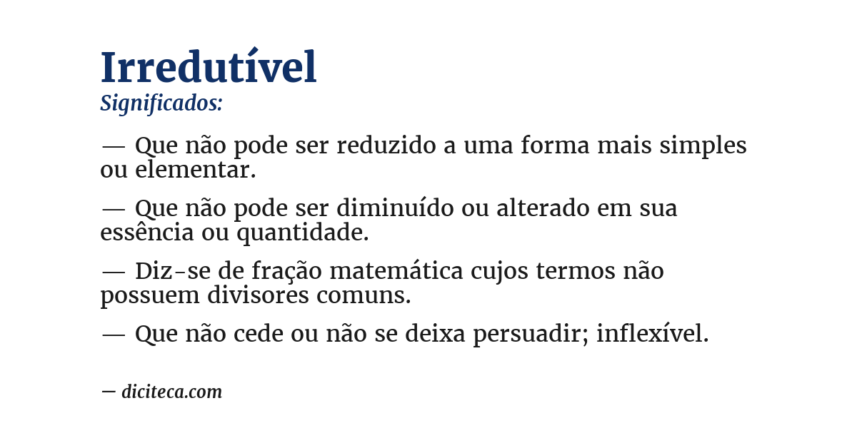 Significado de irredutível