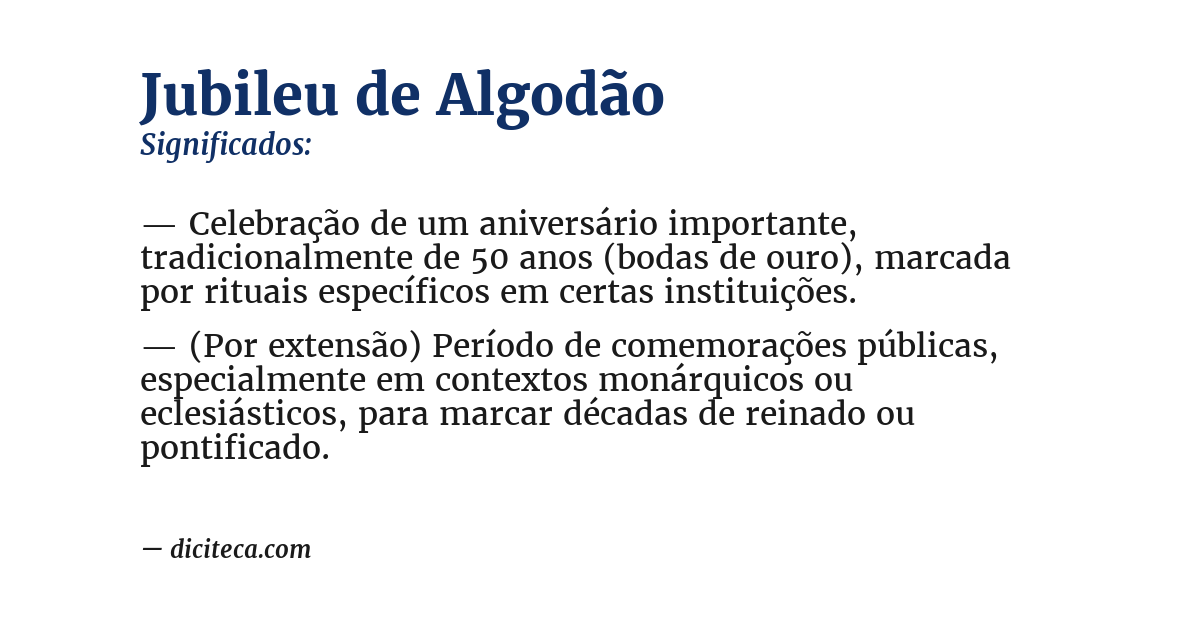 Significado de jubileu de algodão