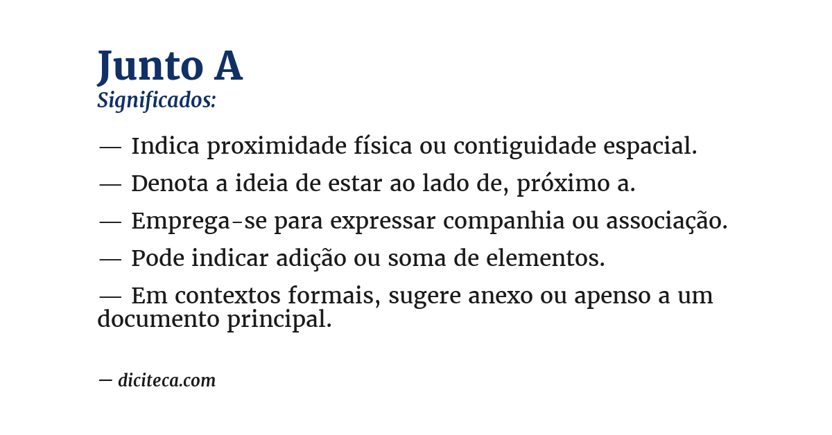 Significado de junto a