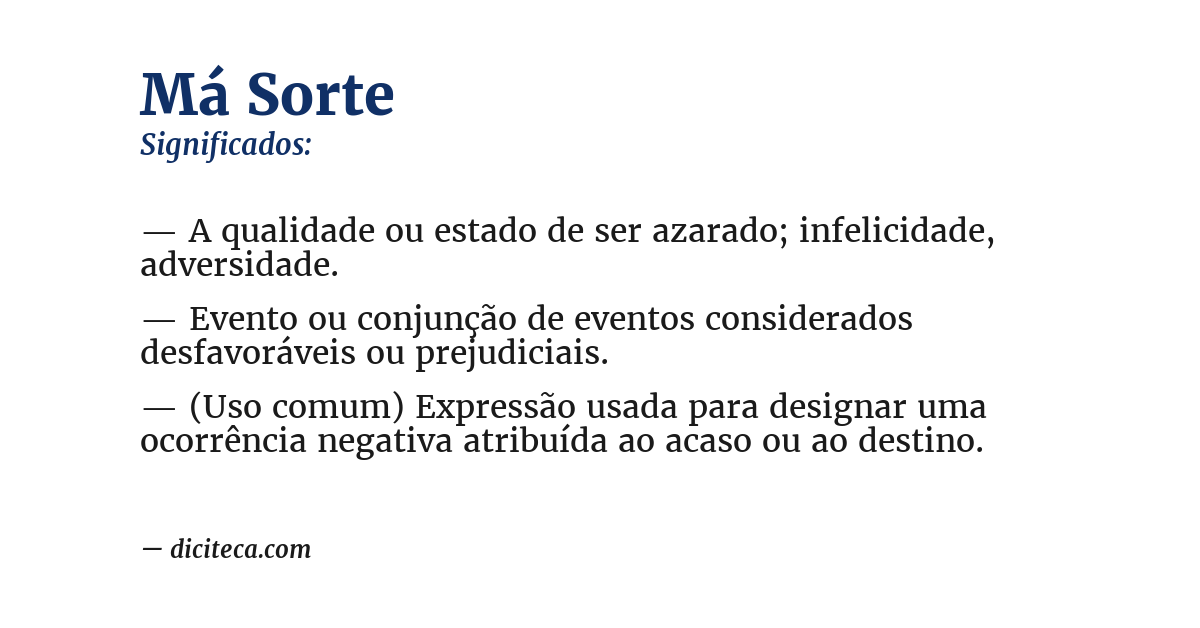 Significado de má sorte
