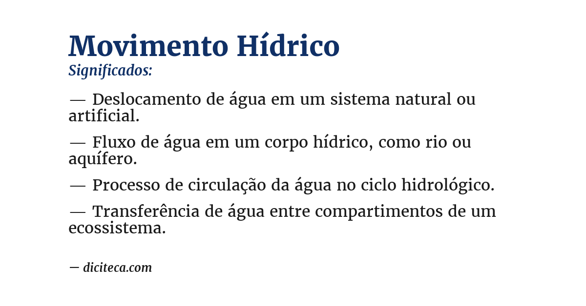 Significado de movimento hídrico