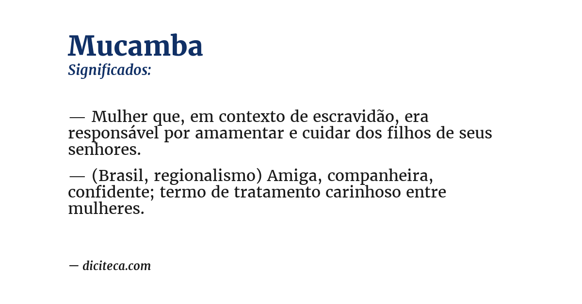 Significado de mucamba
