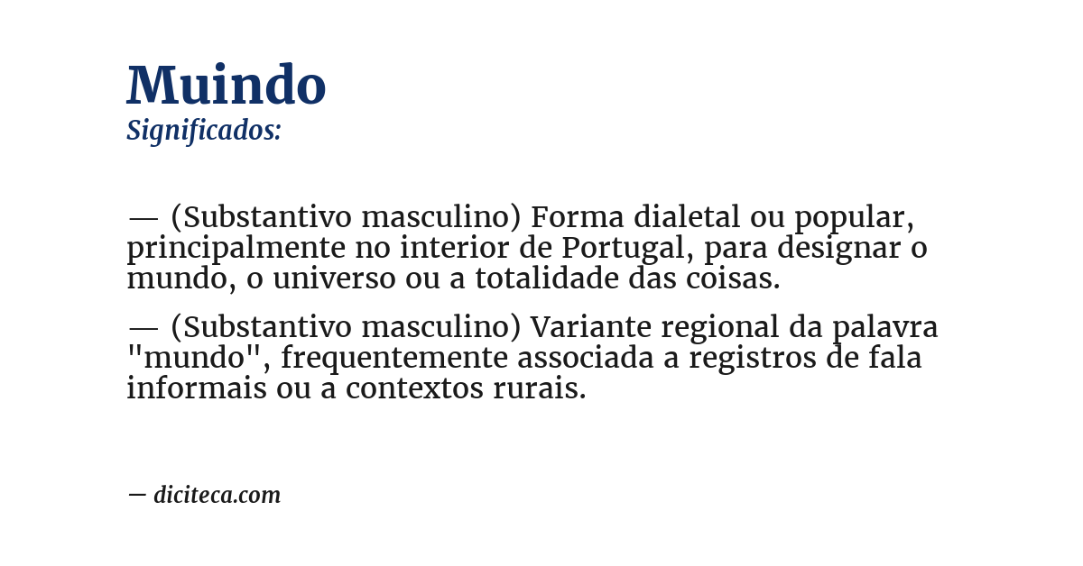 Significado de muindo