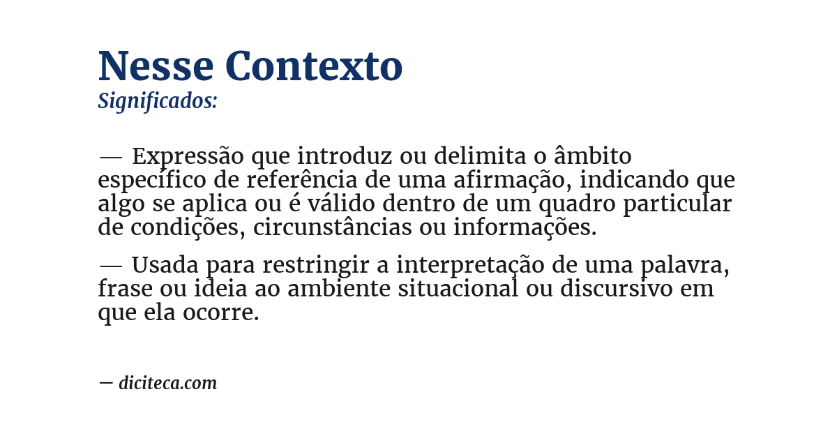 Significado de nesse contexto