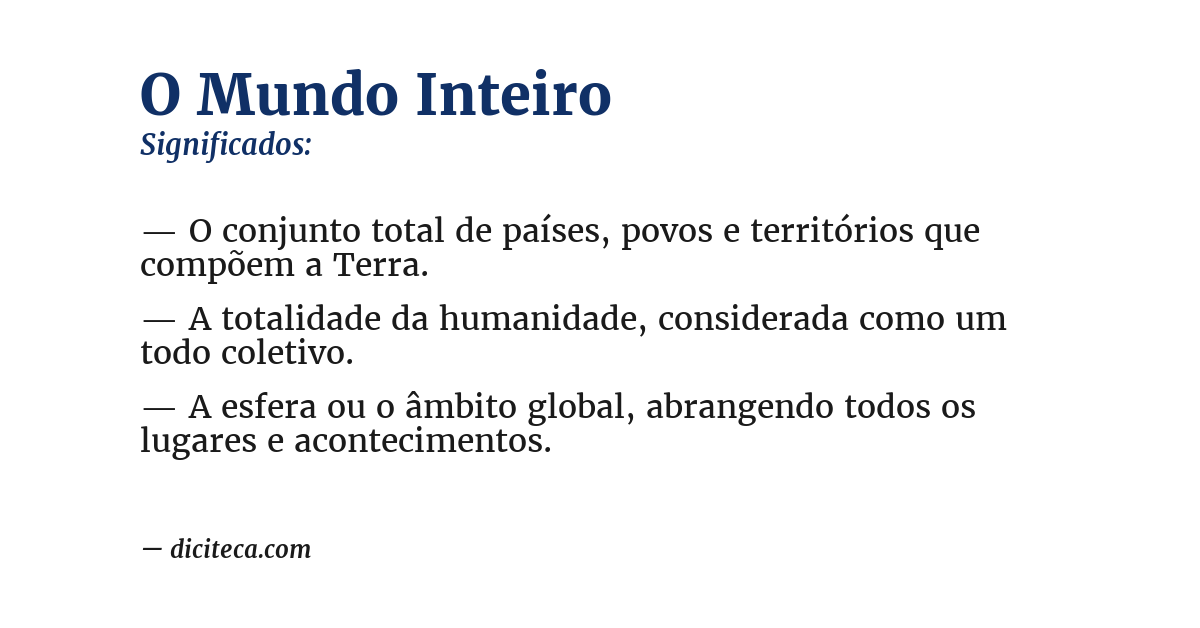 Significado de o mundo inteiro