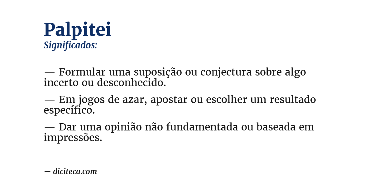 Significado de palpitei