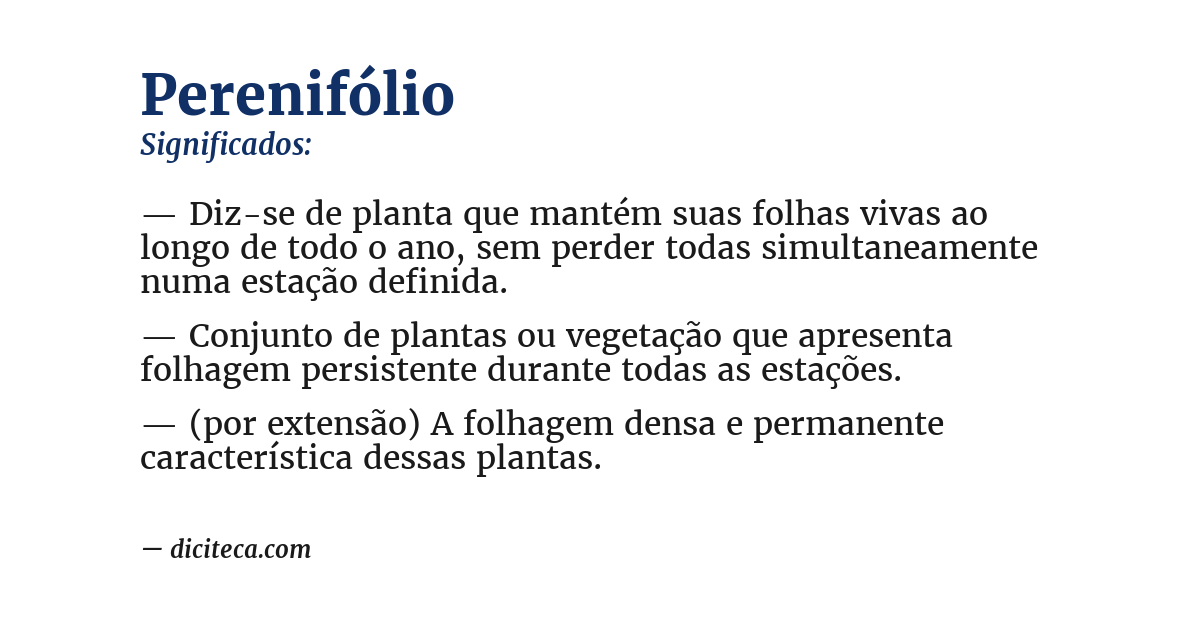 Significado de perenifólio