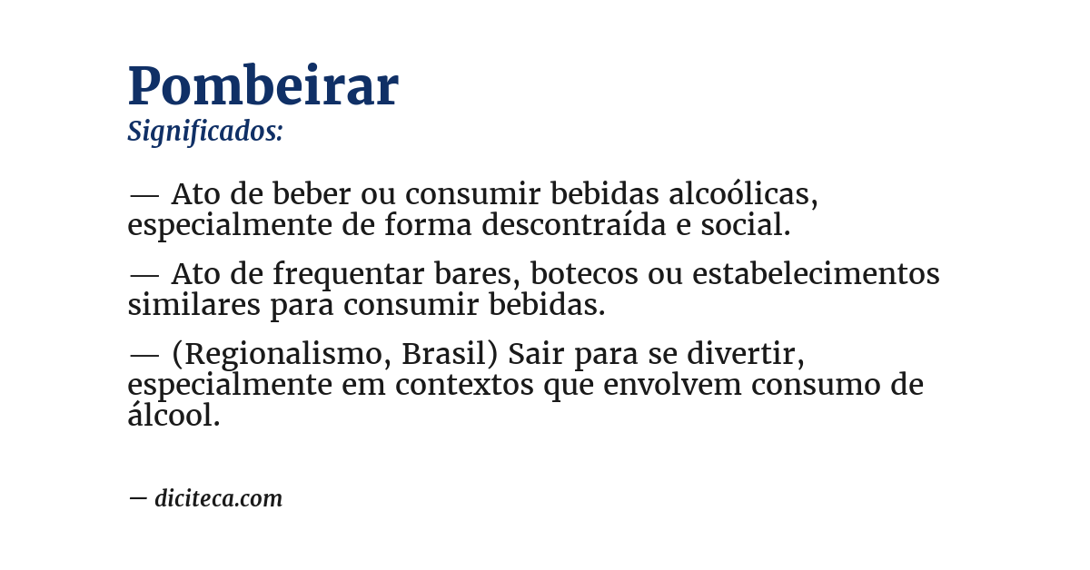 Significado de pombeirar