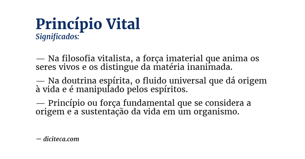 Significado de princípio vital