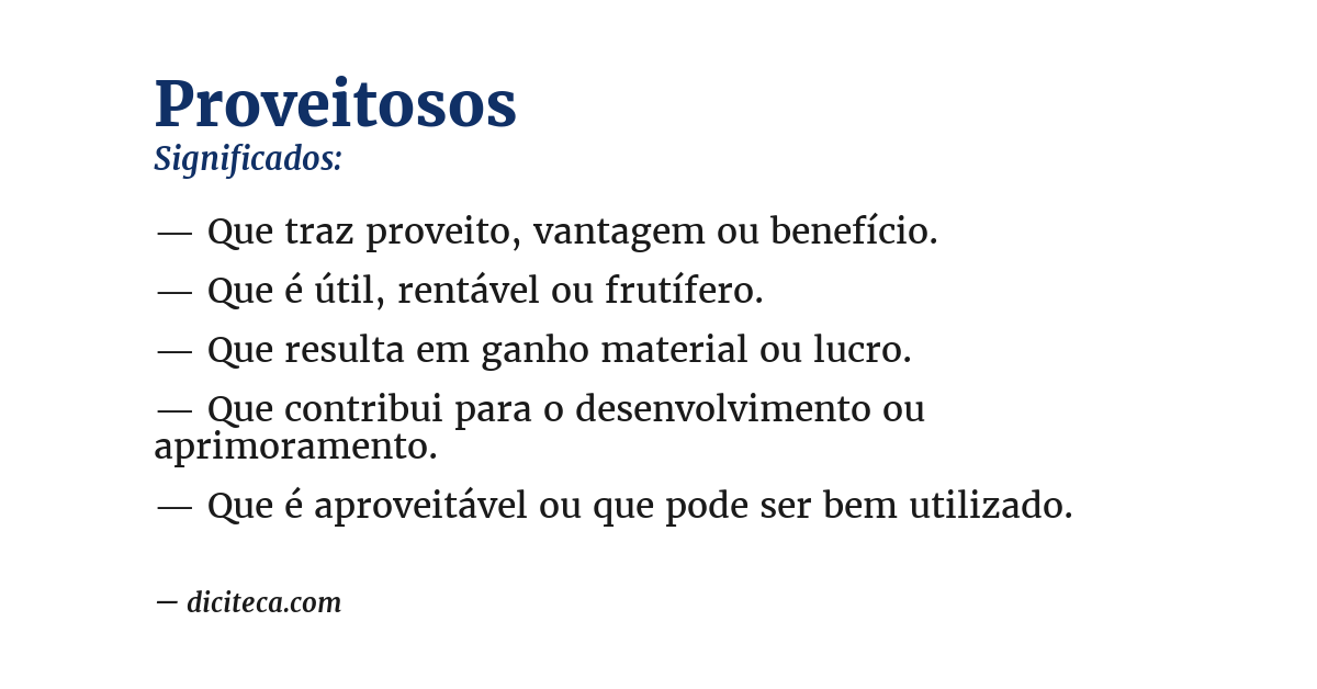 Significado de proveitosos