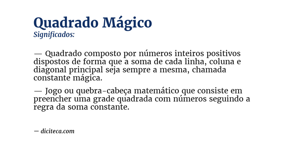 Significado de quadrado mágico