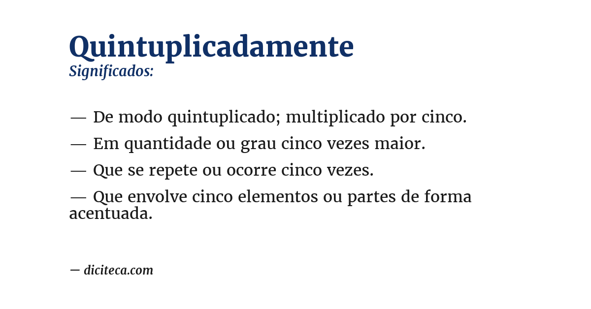 Significado de quintuplicadamente