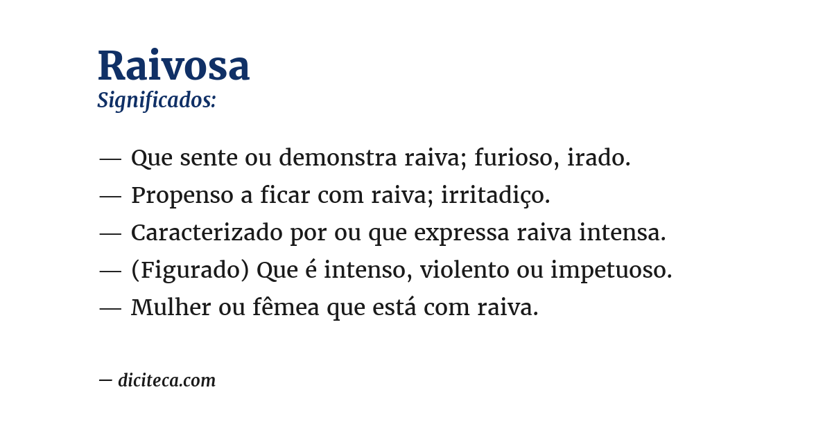 Significado de raivosa