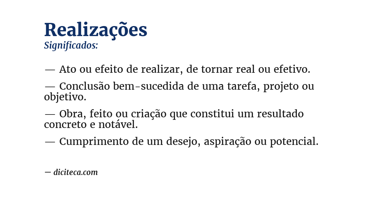 Significado de realizações