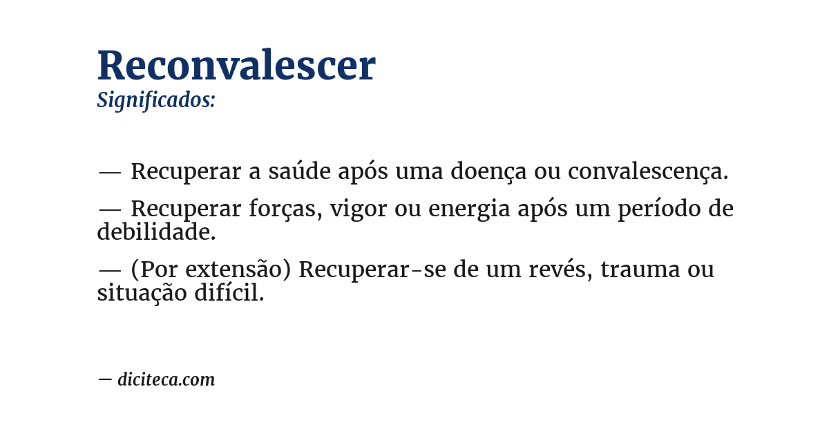 Significado de reconvalescer