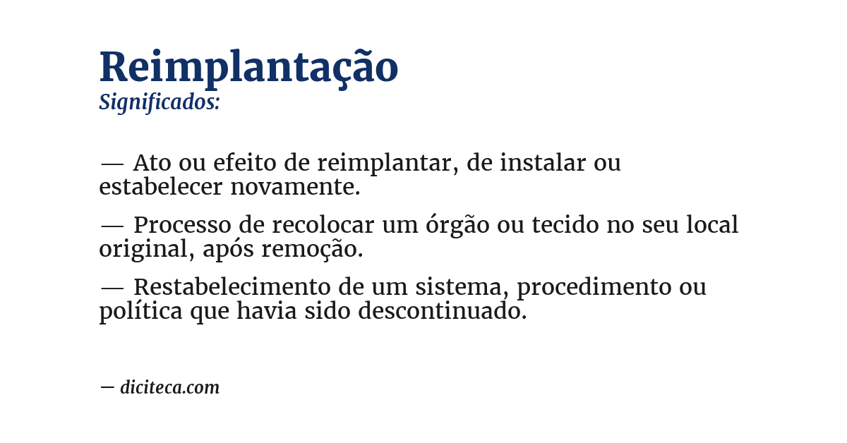 Significado de reimplantação