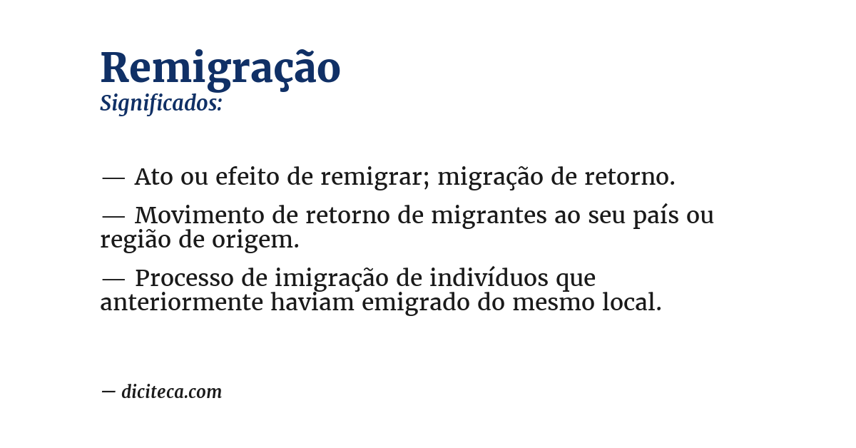 Significado de remigração