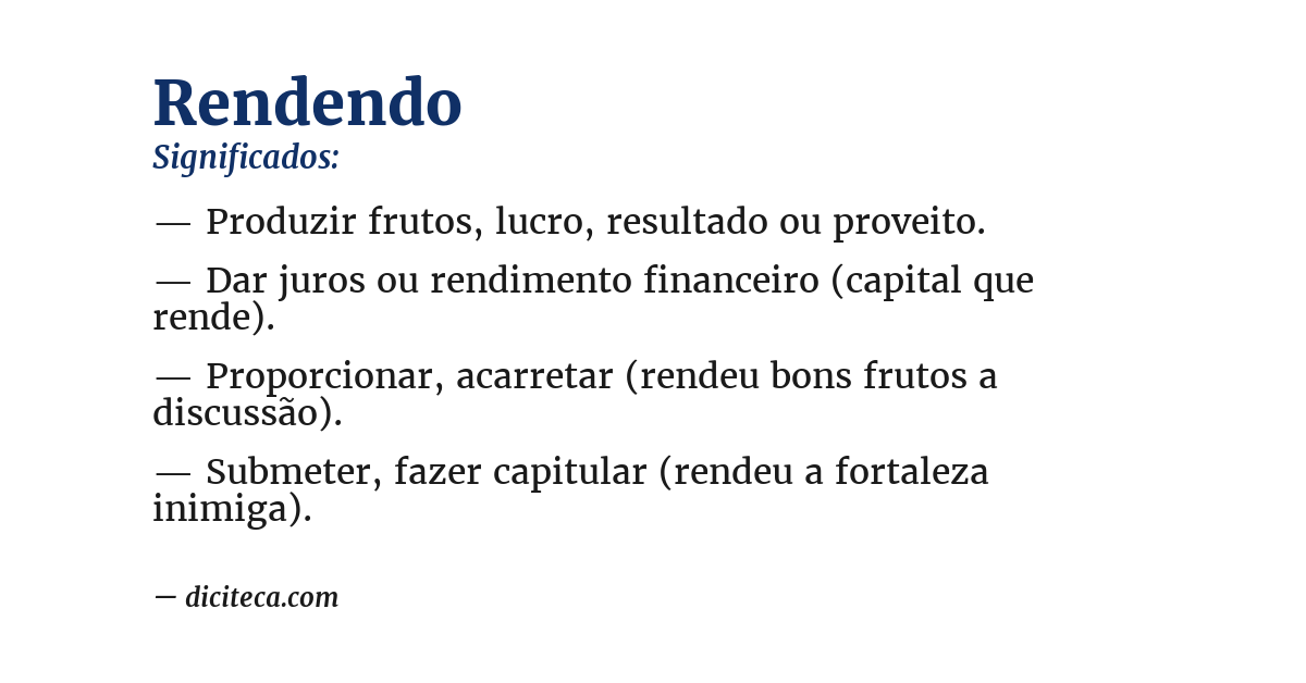 Significado de rendendo