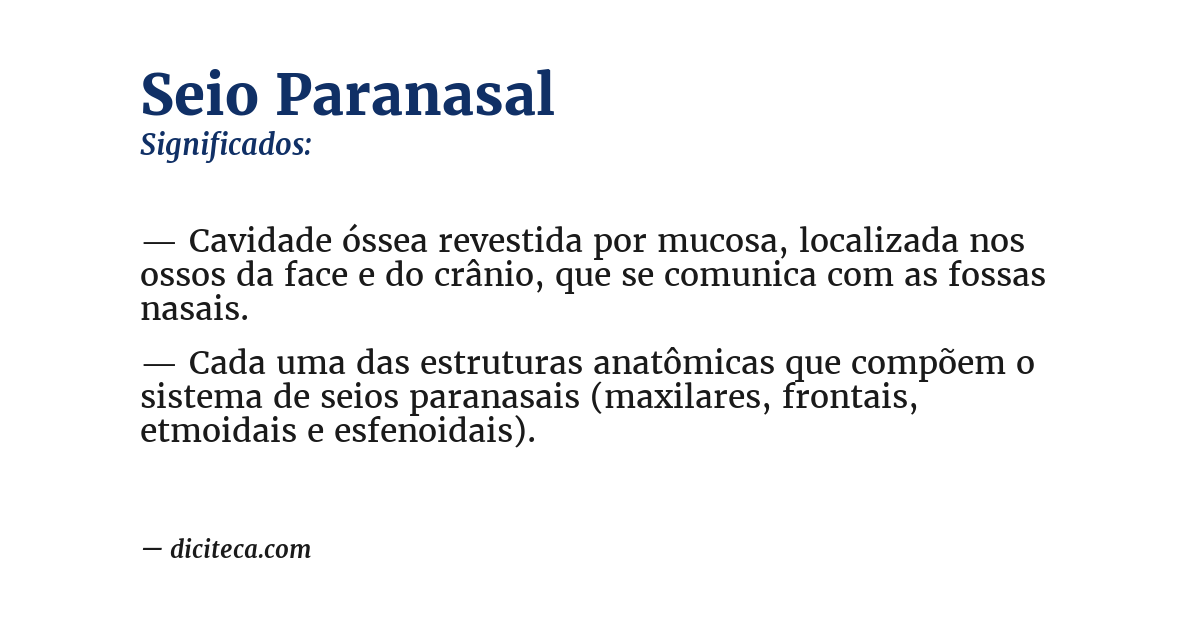 Significado de seio paranasal
