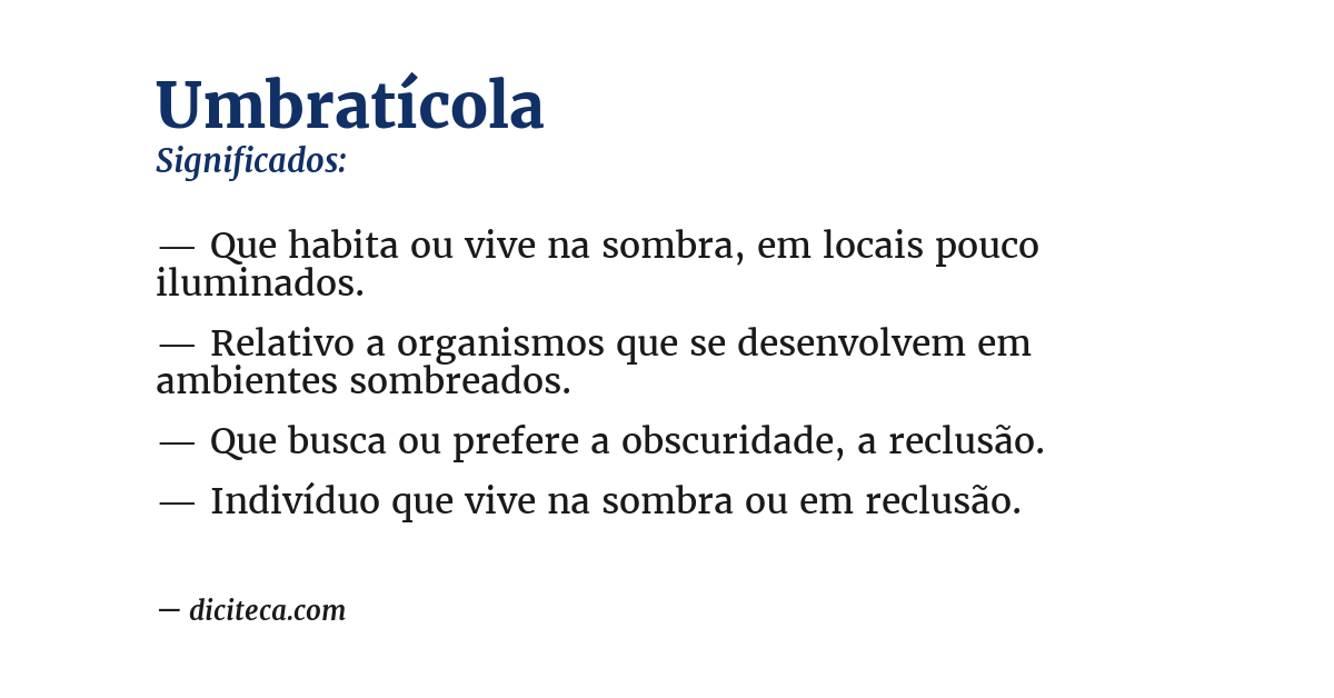 Significado de umbratícola