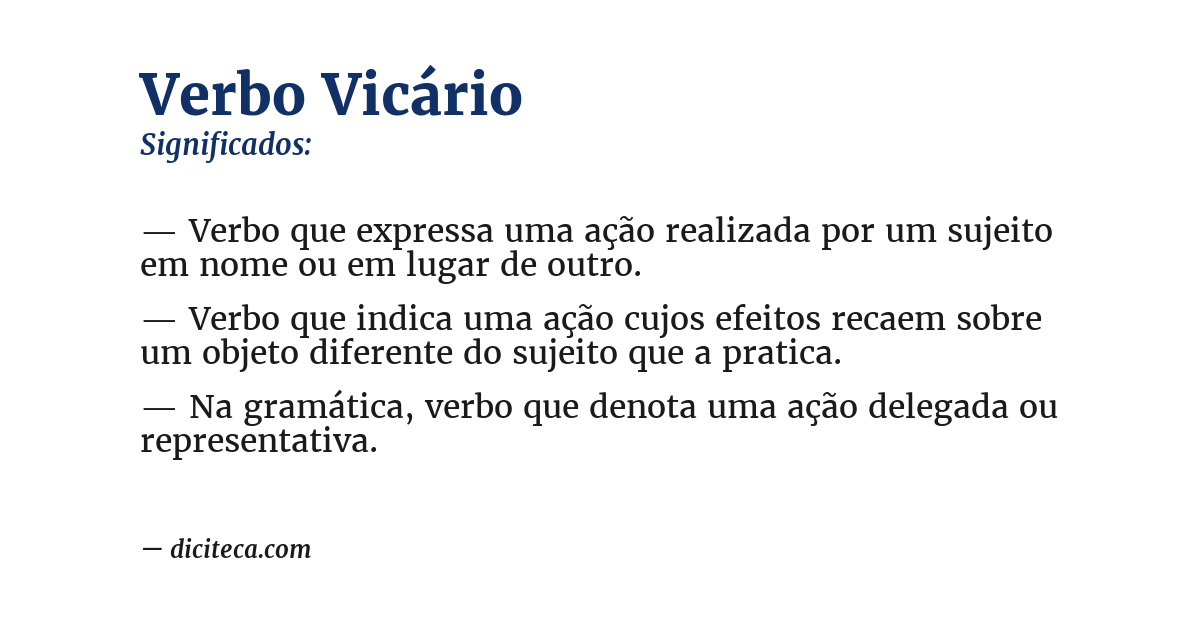 Significado de verbo vicário