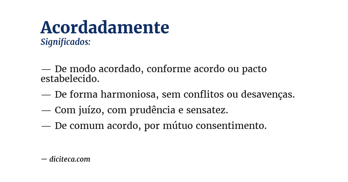 Significado de acordadamente