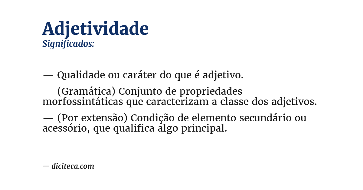 Significado de adjetividade