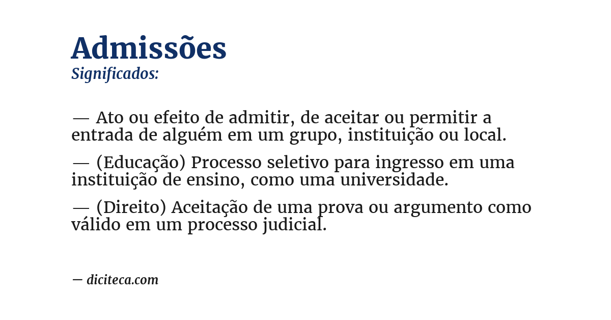 Significado de admissões