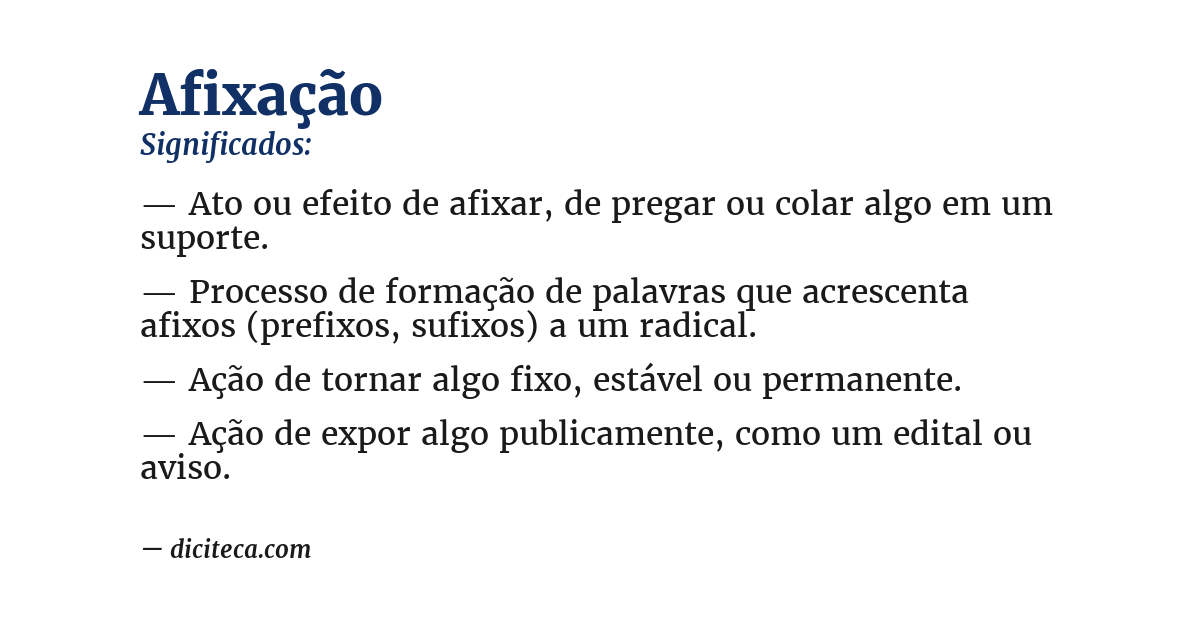 Significado de afixação