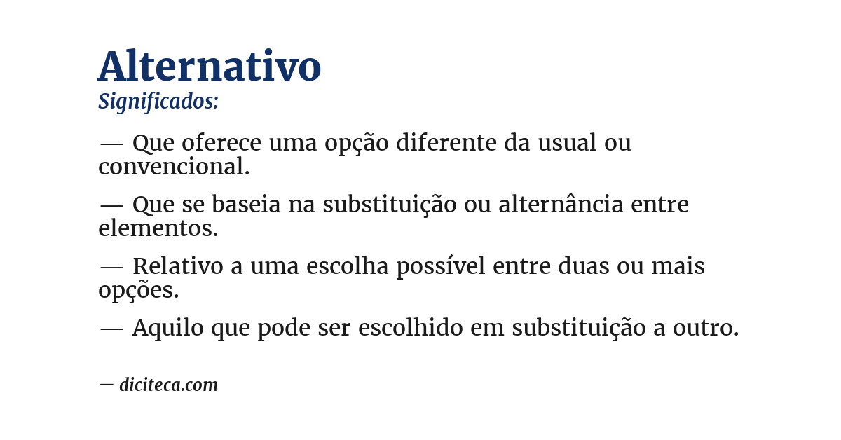 Significado de alternativo