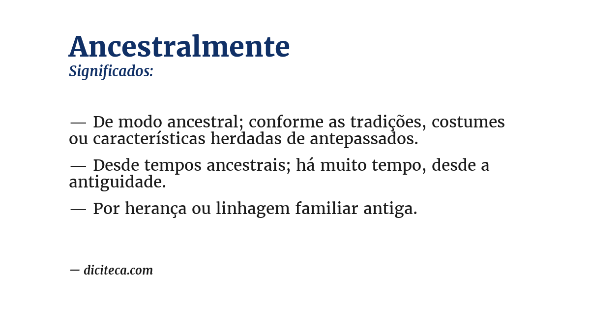 Significado de ancestralmente