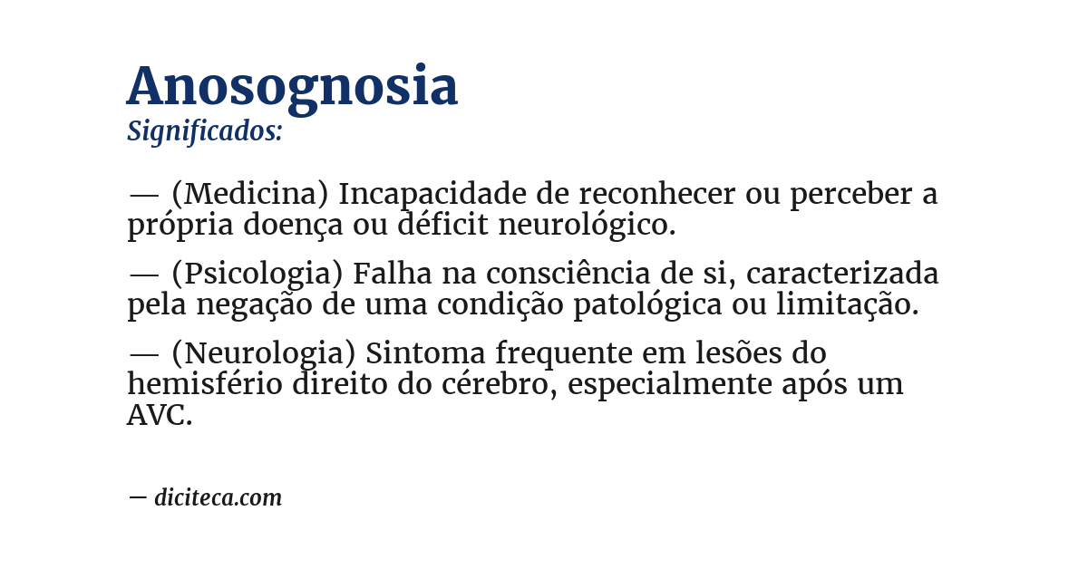 Significado de anosognosia