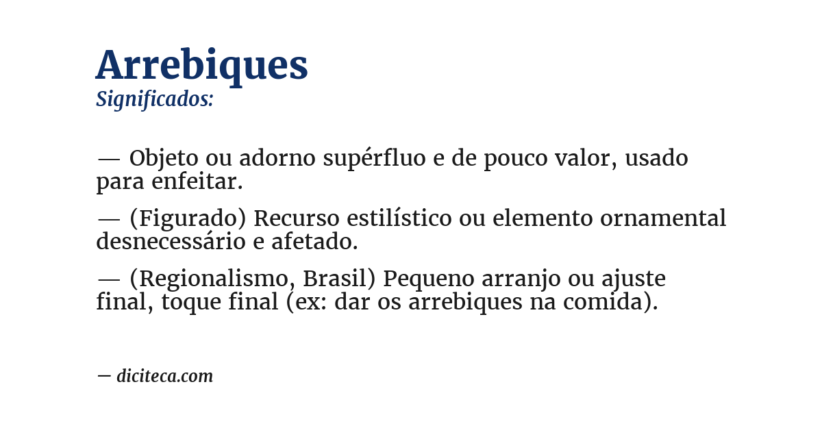 Significado de arrebiques