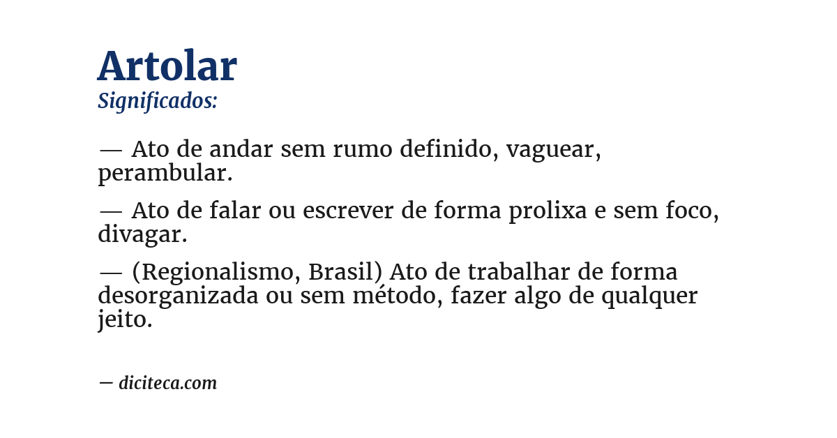 Significado de artolar