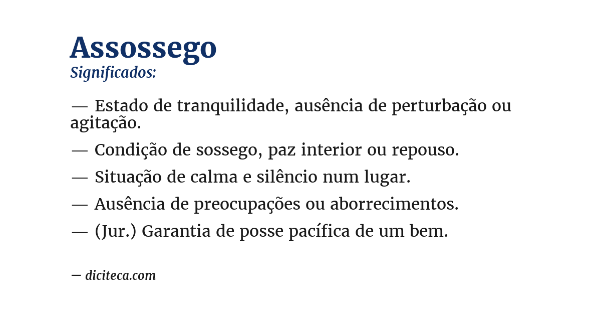 Significado de assossego
