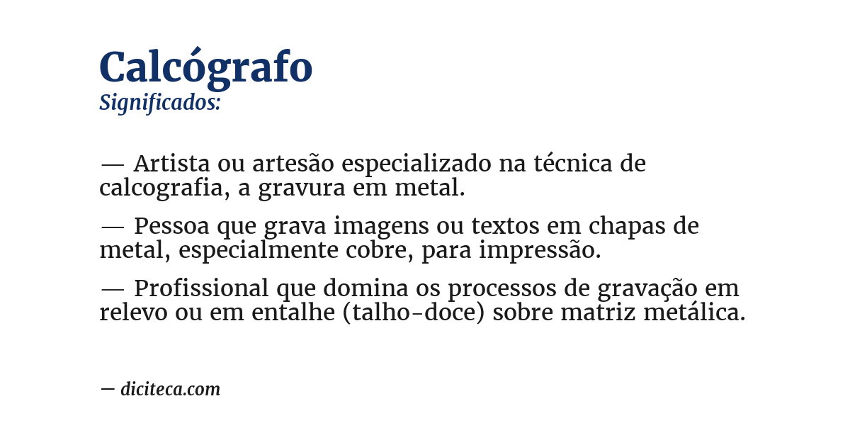 Significado de calcógrafo
