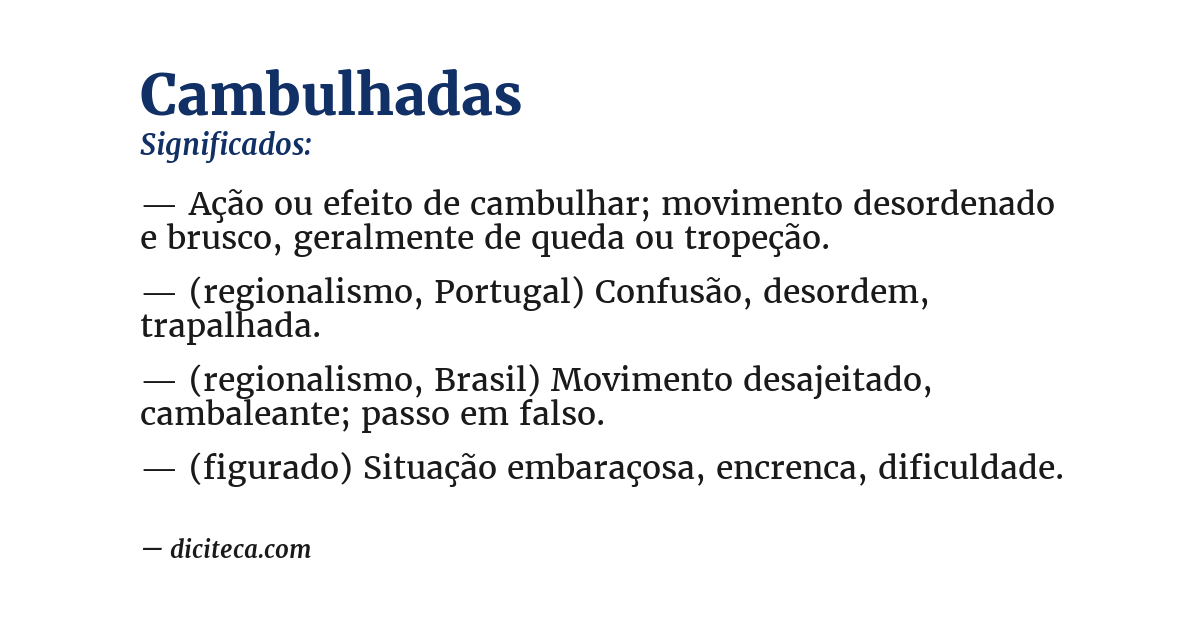 Significado de cambulhadas