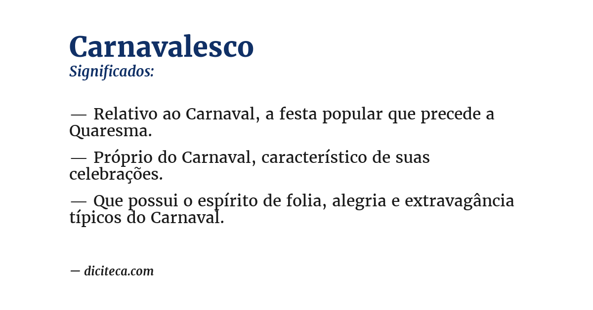 Significado de carnavalesco