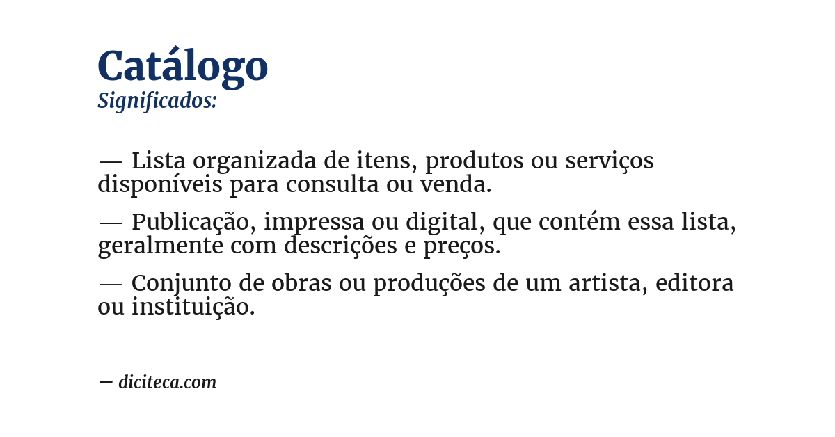 Significado de catálogo
