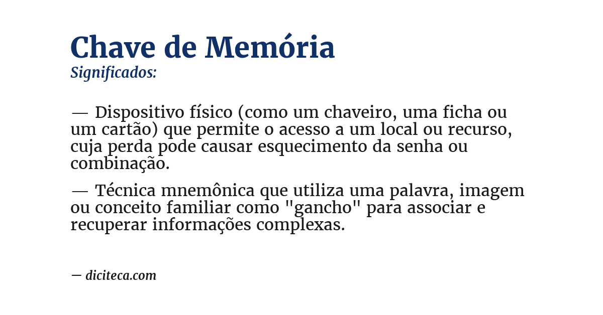 Significado de chave de memória