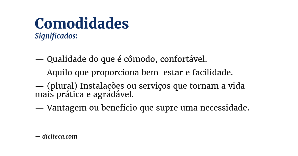 Significado de comodidades